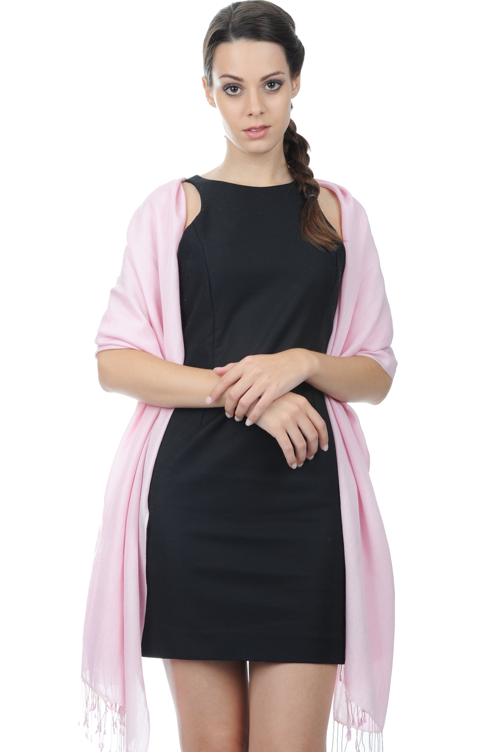 Cashmere & Zijde accessoires platine baby roze 204 cm x 92 cm